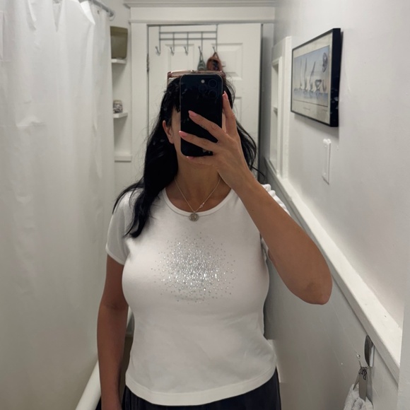 White Christine Alexander Bedazzled T-shirt - Picture 2 of 5